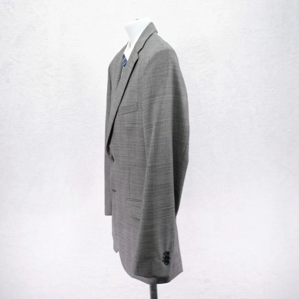 Banana Republic Wool 2 Piece Suit -40R  37 / 31.5- Gray Glen Plaid Flat Front Mi
